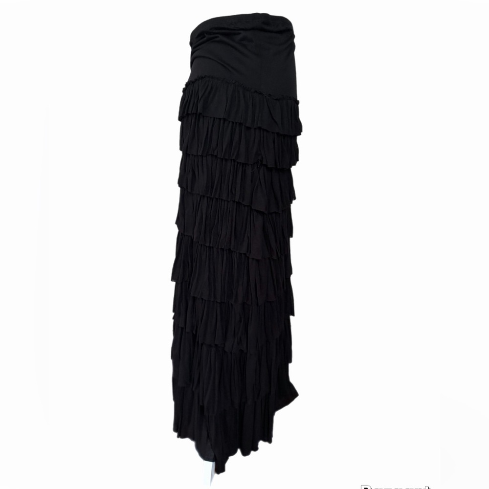 Philosophy Women’s Ruffled Tiered Black Skirt Size Medium Maxi - Picture 3 of 7